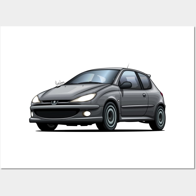 Peugeot 206 RC - Gray Wall Art by Mario Ramos Rally Art